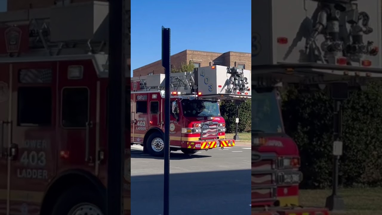 Fairfax city fire tower ladder 403 responding #fast #fire #ladder #emergency #automobile #iaff