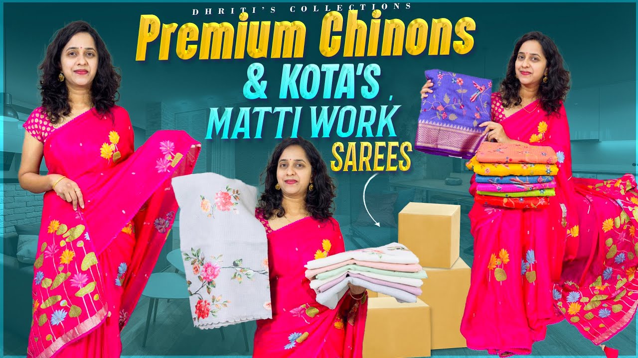 Order 6301119663 #vaddanamdesignswithweightandprice #premium#chinonsarees #kota #mattiwork