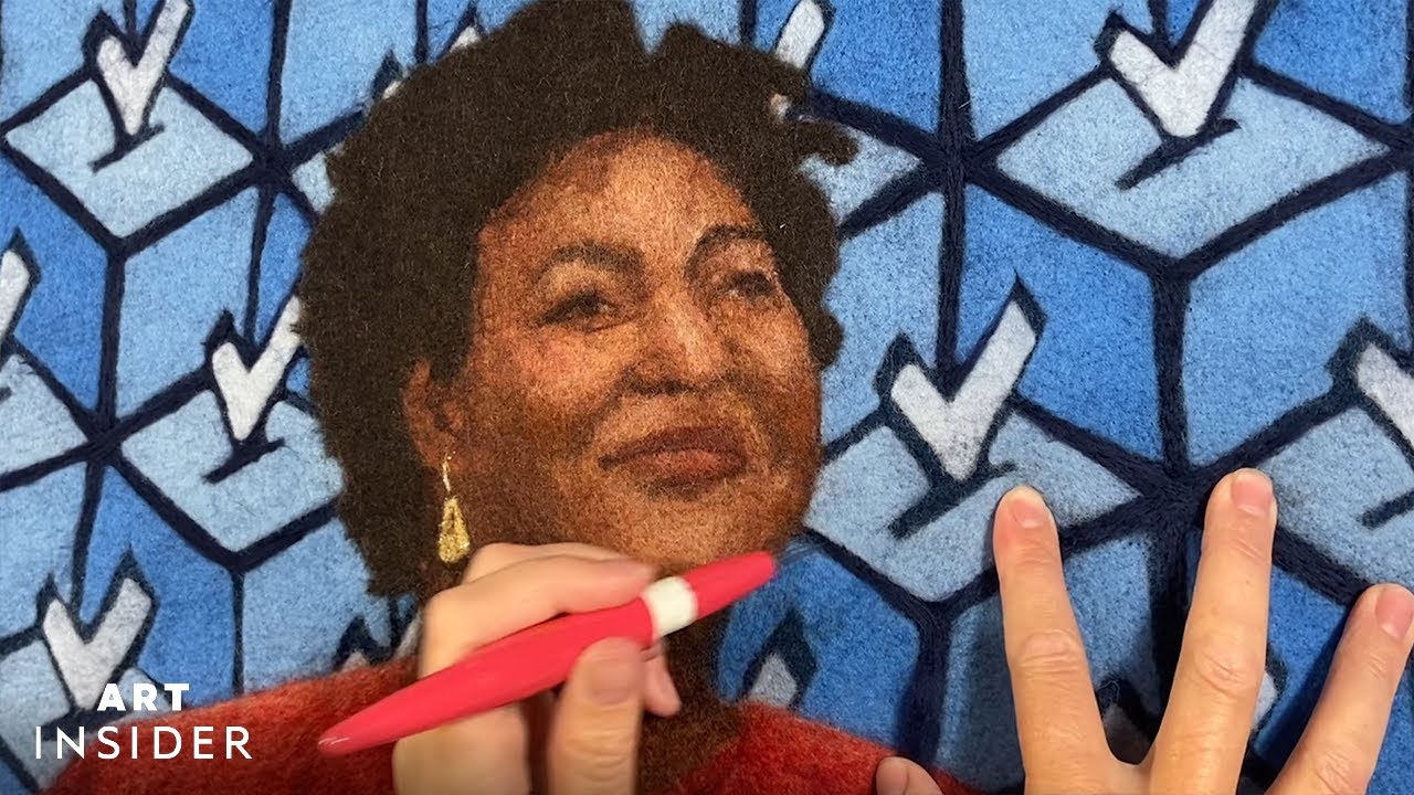 Artist Paints Portraits With Wool