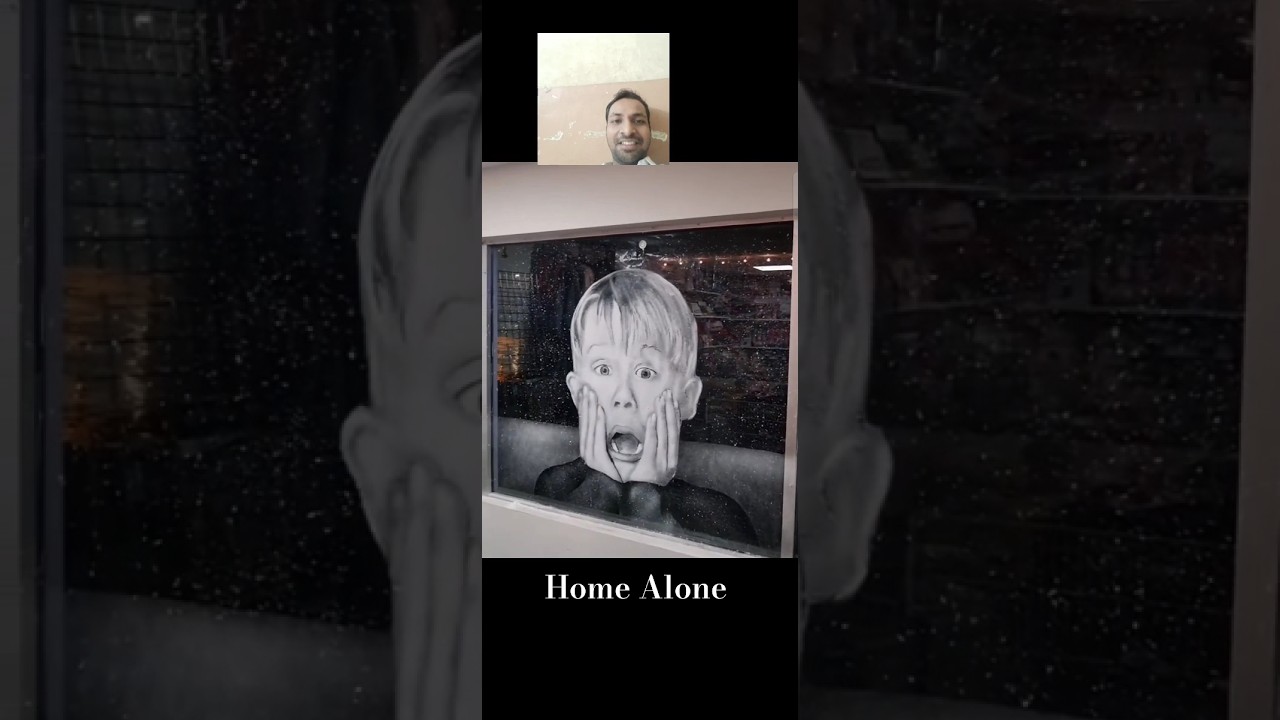Home Alone 1990 window art with snow spray | 2023 Christmas decoration #homealone