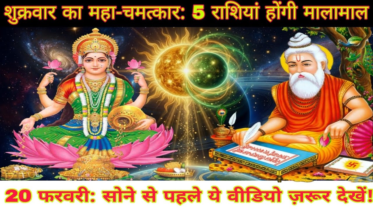 20 फरवरी  शुक्रवार का राशिफल: माता लक्ष्मी की कृपा से इन 5 राशियों की चमकेगी किस्मत | Rashifal 2026