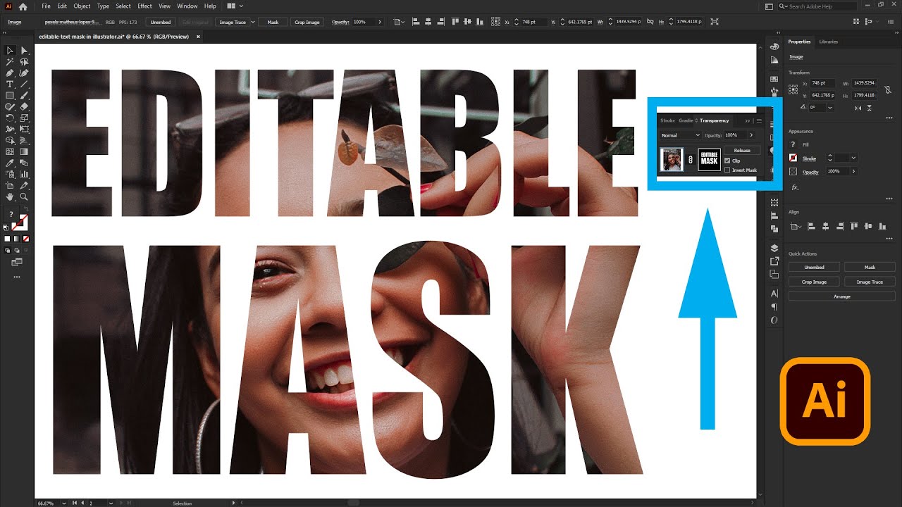 Как создать редактируемую текстовую маску в Adobe Illustrator | Учебное пособие