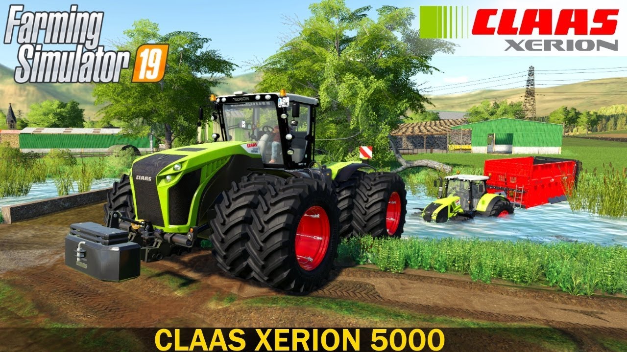 Farming Simulator 19 - CLAAS XERION 5000 Towing a Stuck Tractor from a Ditch