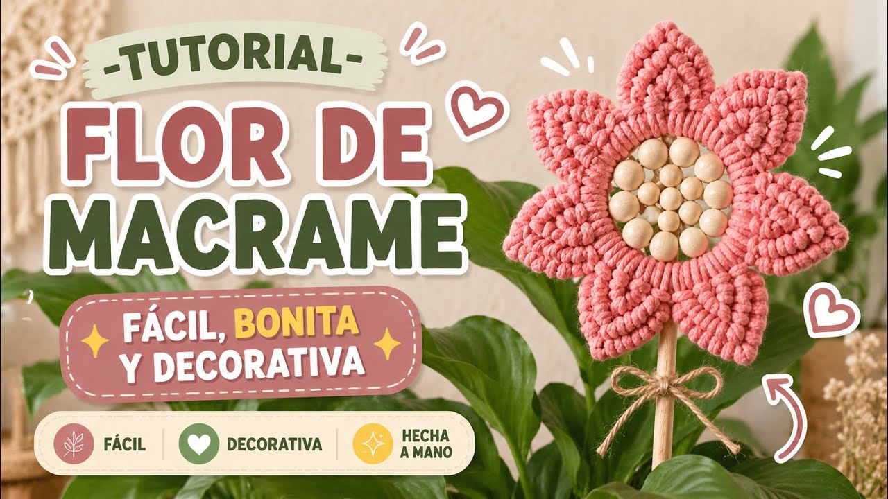 Tutorial flor de macramé 🌸  paso a paso /  DIY Macrame flower 💕