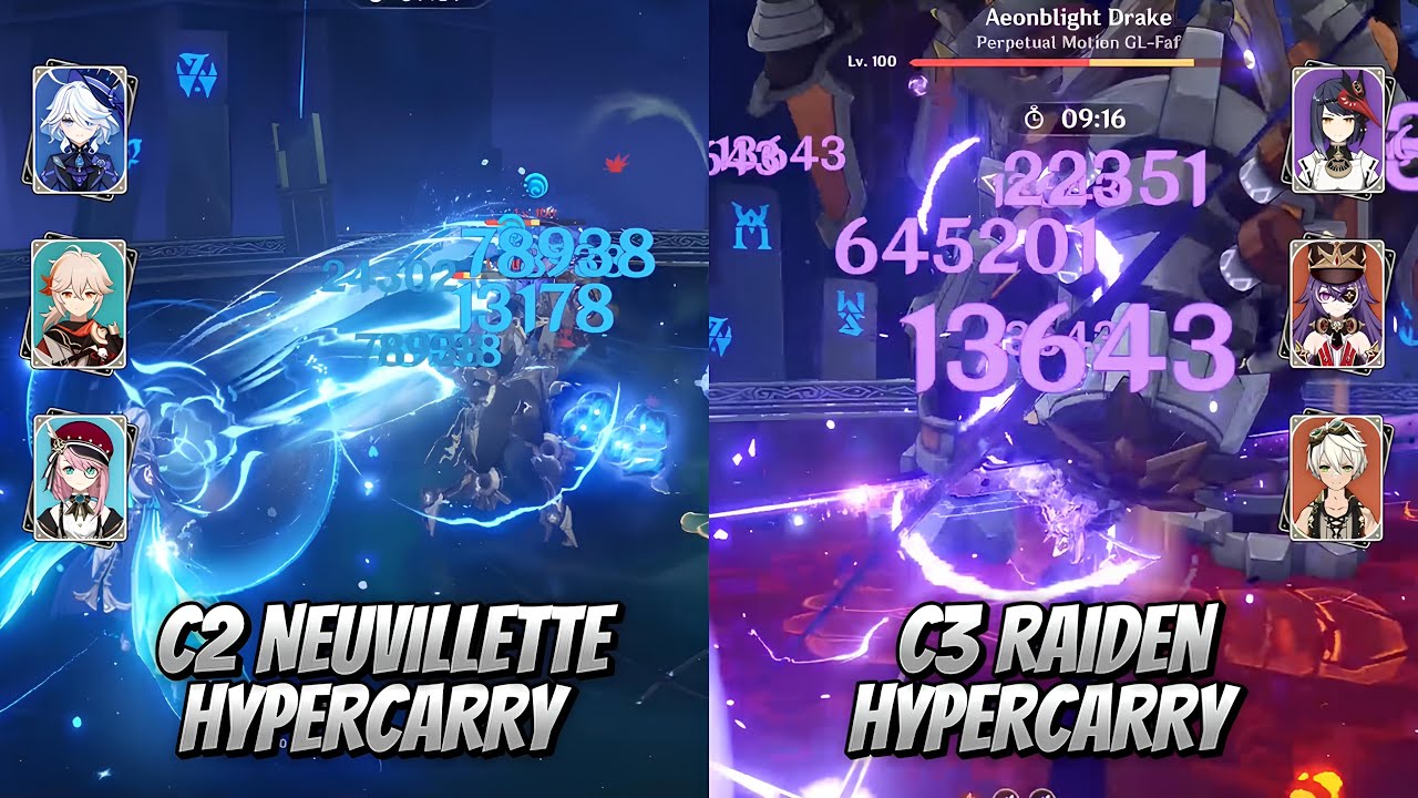 C2 Neuvillette Hypercarry & C3 Raiden Hypercarry - Spiral Abyss 4.4