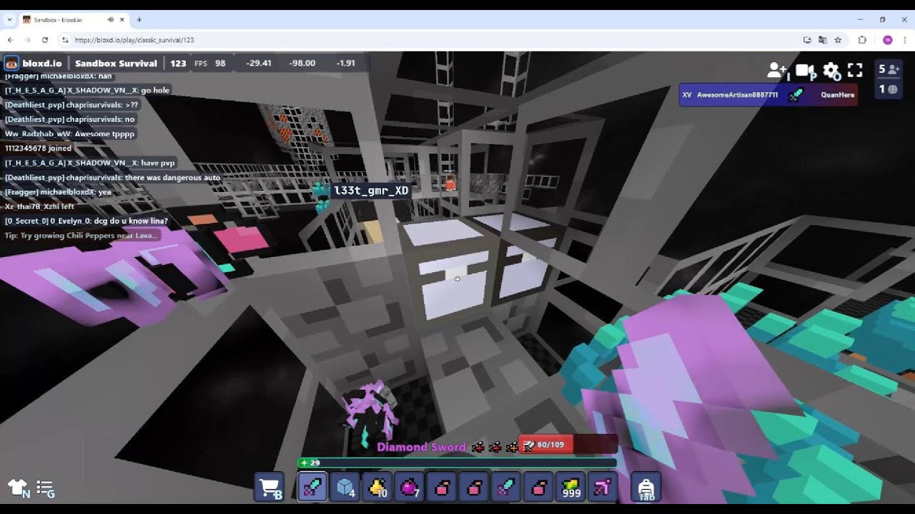 Bloxd.io Hole PVP Many Tier 4 Armor!