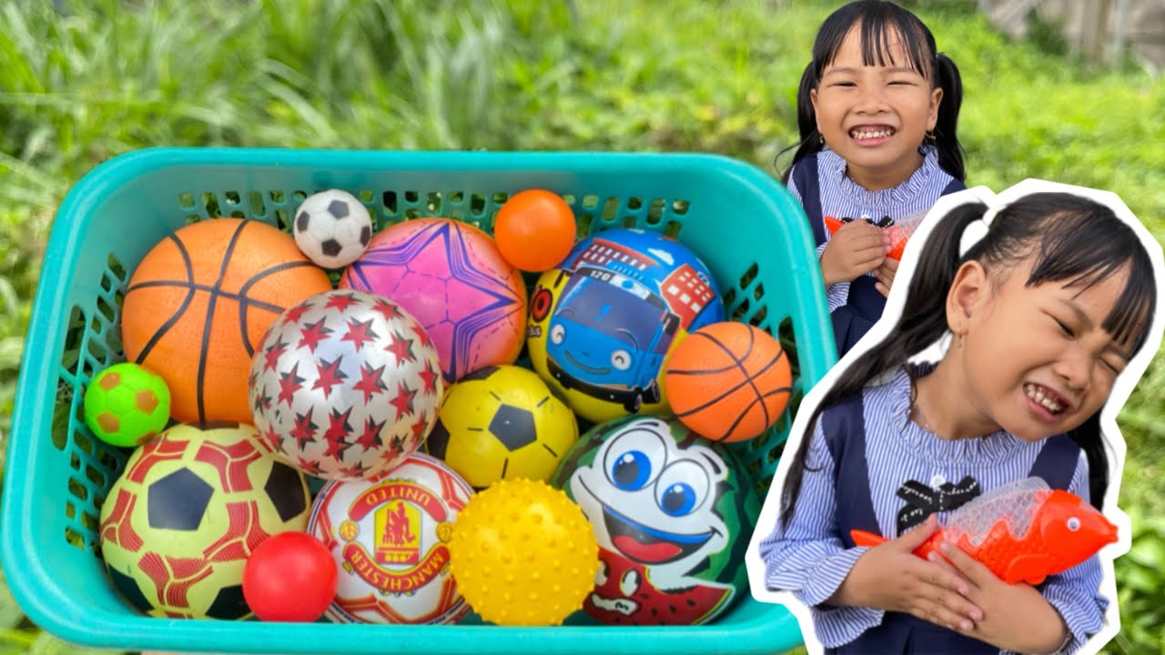 Tasya Menemukan Bola Warna Warni, Bola Sepak, Ikan, Truk