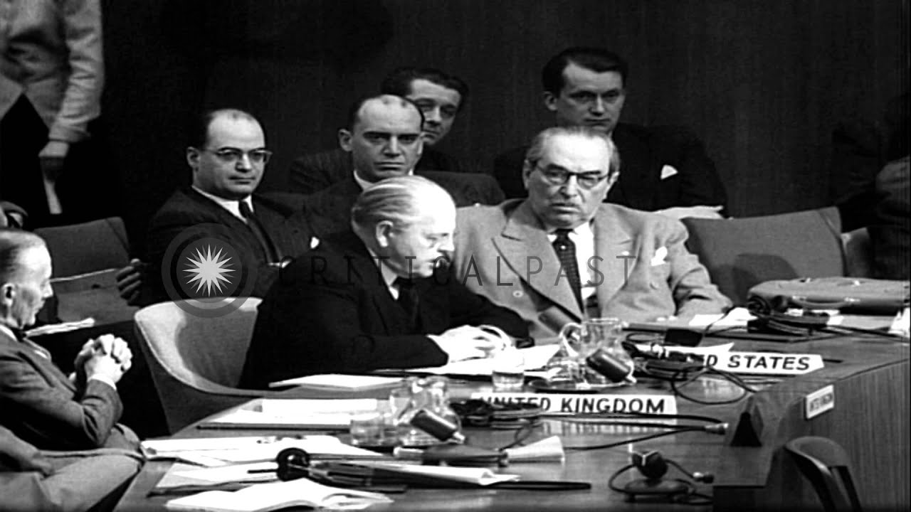 Warren Austin states in Lake Success that the UN Security Council should consider...HD Stock Footage
