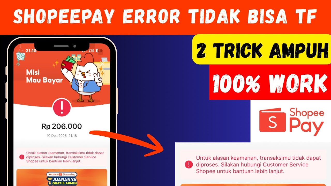 Cara Mengatasi Shopeepay Error tidak Bisa transfer Terbaru || 2 cara mudah 100% work