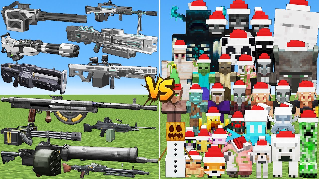What TaCZ Strongest Gun Can Defeat The Most All Christmas Minecraft Mobs?