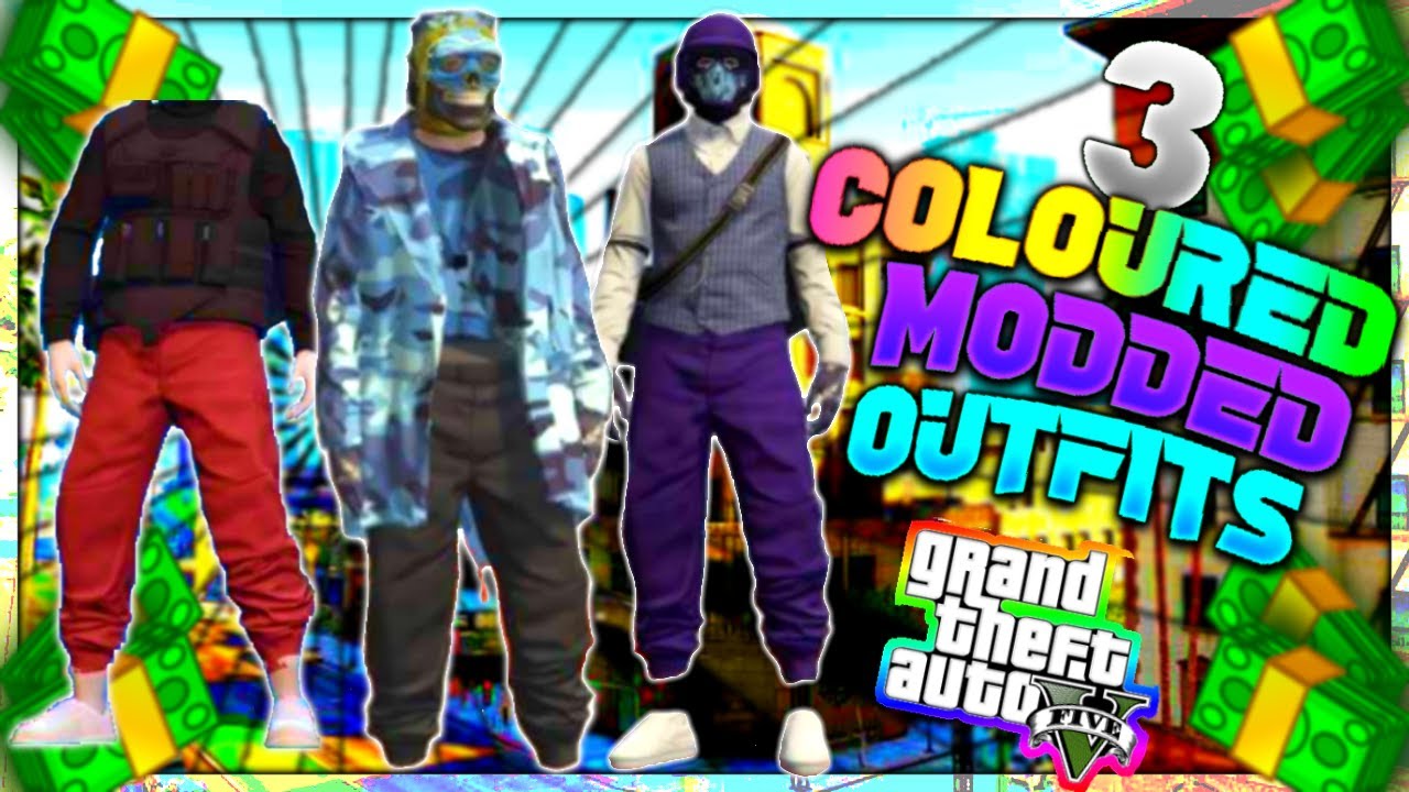 GTA5 Online: BEST 3 COLOURED MODDED OUTFITS + TUTORIAL 