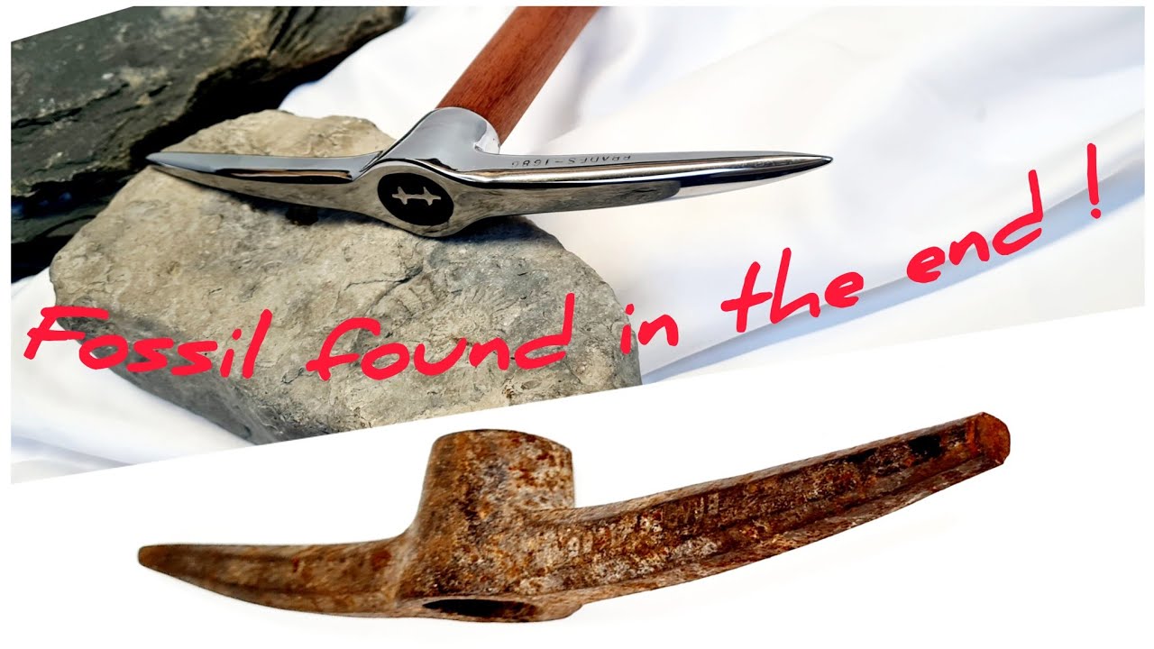 Rusty Antique Treasure Hunting Pick Hammer Restoration / Rare Fossil Found