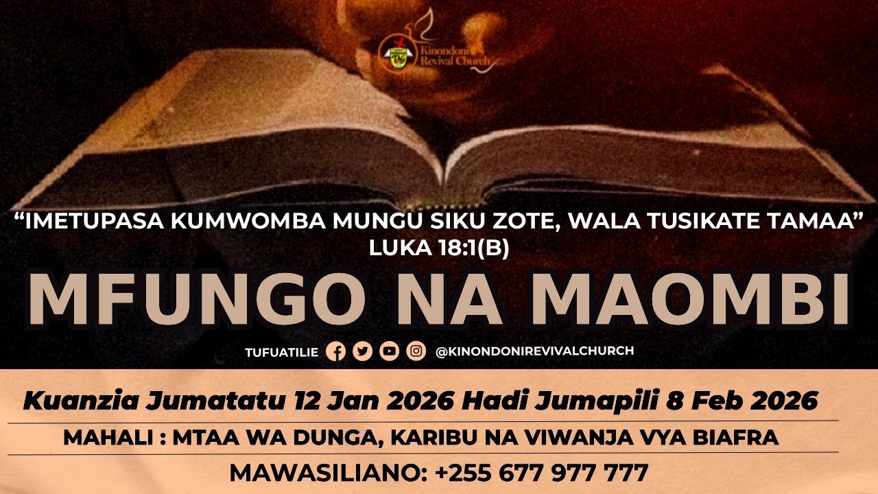 IBADA YA MFUNGO NA MAOMBI SIKU YA KUMI NA MBILI  | 23 JANUARI 2026