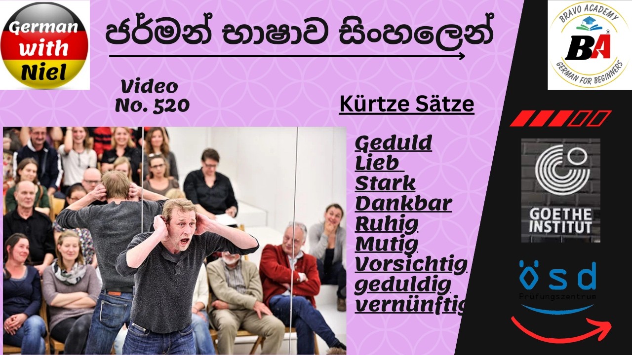 Spoken | SEIN | Lieb Stark Dankbar Ruhig Mutig Vorsichtig geduldig vernünftig සමග වාක්‍යන් (No.520)