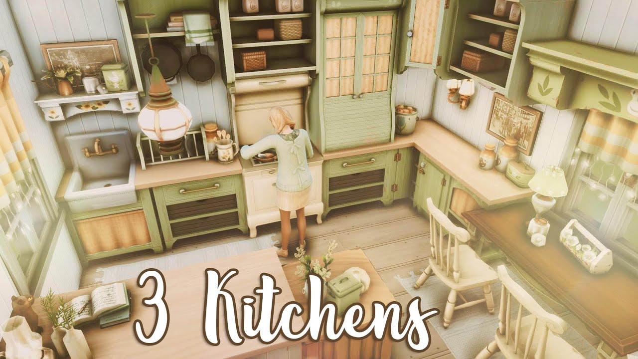 Building 3 Kitchens with the Country Kitchen Kit 🌼🌾|| The Sims 4 || Speedbuild with Ambience