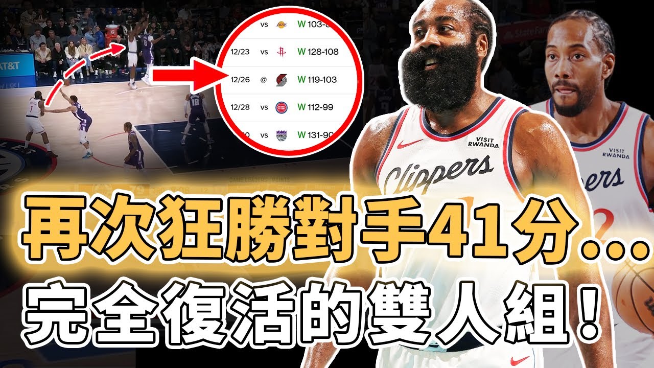 帶隊輕鬆完成5連勝！再次狂轟全場最高33分的Kawhi Leonard復出後狀態究竟有多變態？所有命中率都超過50%、更和Harden重新找回默契，一項數據已經打破歷史紀錄？！｜澤北SG