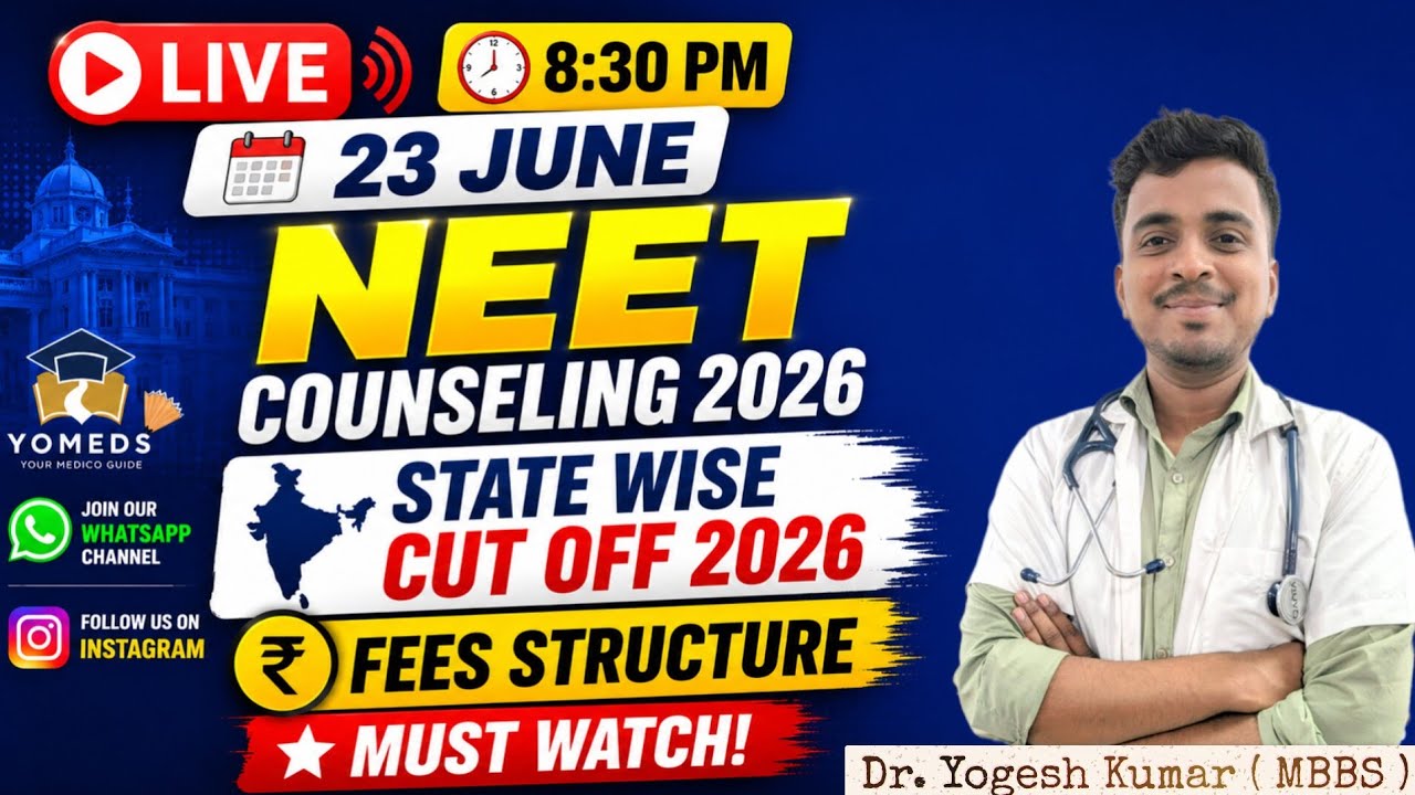 🔴 LIVE | NEET Counselling 2026 | State Wise Cut Off 2026 + Fees Structure | Must Watch