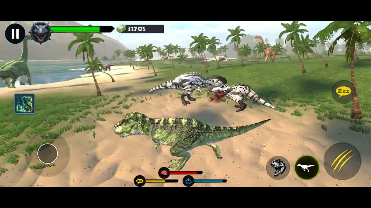 Jurassic Clash: Primal Dino Sim -: T-REX vs Spinosaurus 🦖 fight 👑 🔥 dinosaur! ( wait for end )   