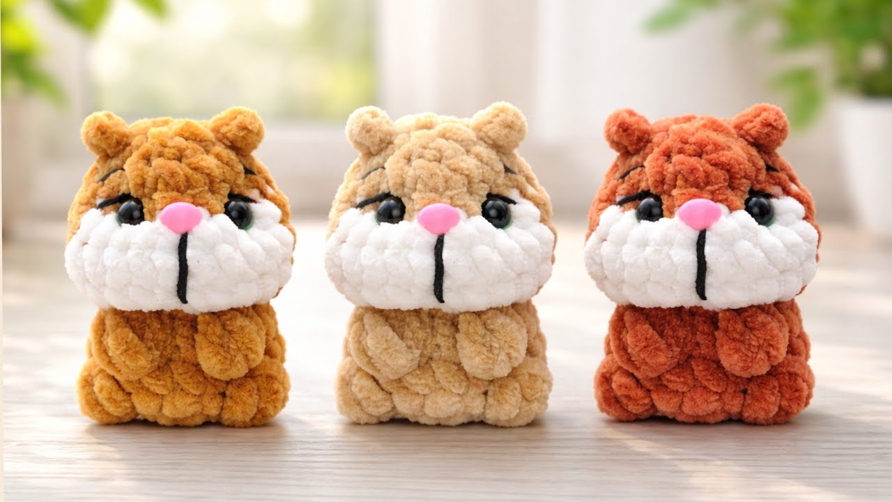 Маленький Хомяк без пришивных деталей крючком из плюша🐹crocheted hamster🐹gehäkelter Hamster