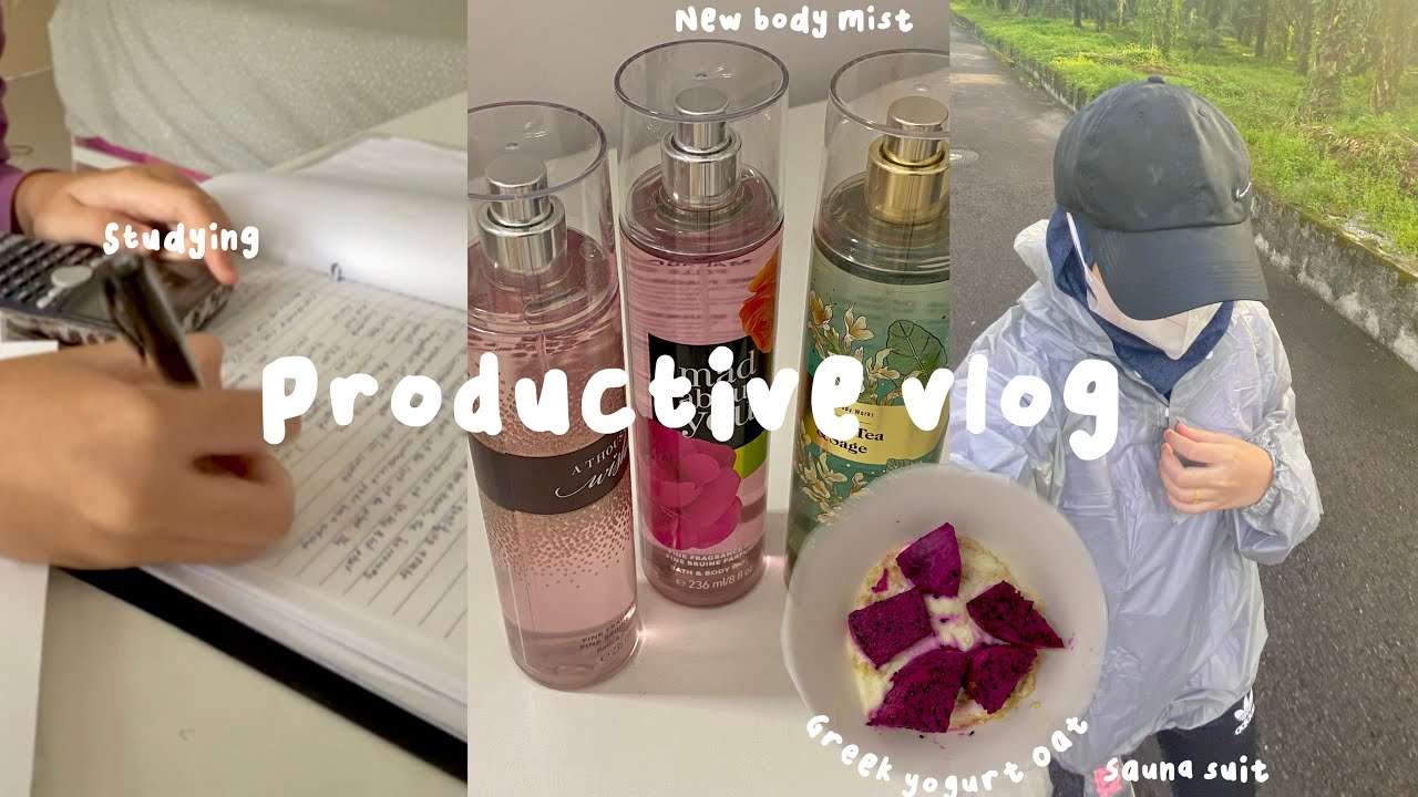 Productive vlog 🌸 waking up at 5 , morning routine , quick grocery run and studying