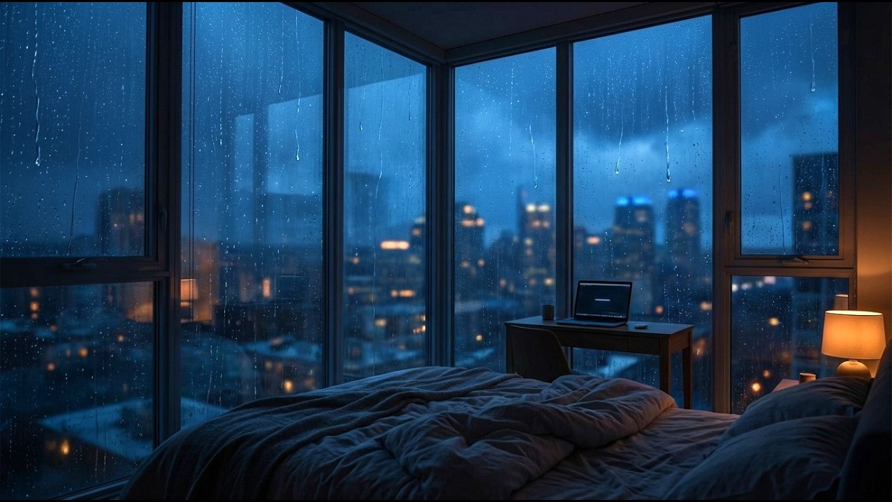 Thunderstorm Sounds for Sleeping 🌩️🌧️ | Rain on Window at Night (Black Screen Friendly)