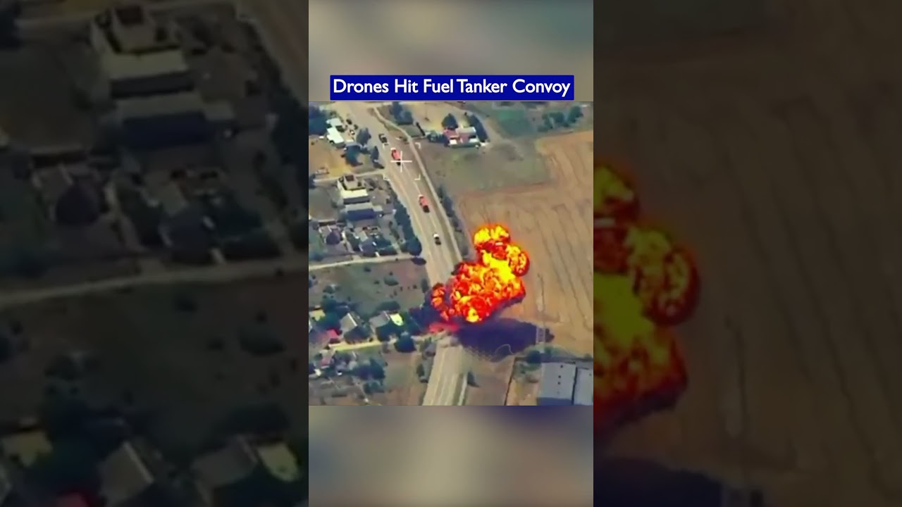 Russian Fuel Tanker Convoy Ambushed by Ukrainian UAVs