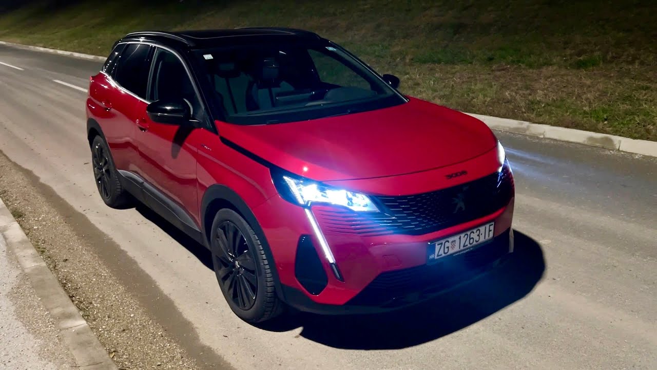 PEUGEOT 3008 GT 2022 ночью - БЕЗУМНЫЕ светодиодные фонари, ОКРУЖАЮЩИЕ огни и цифровой вид из кабины
