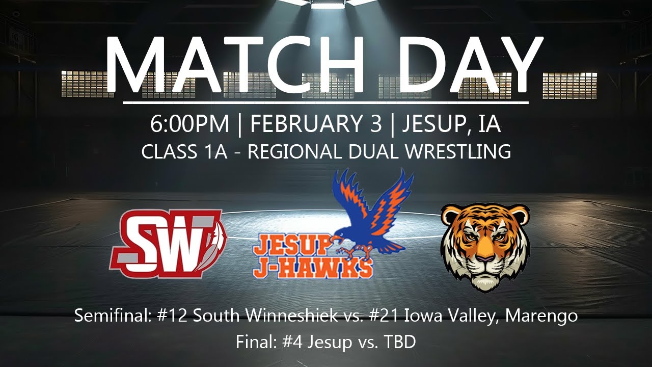 Jesup J-Hawks Wrestling vs. South Winneshiek/Iowa Valley - 2/3/26