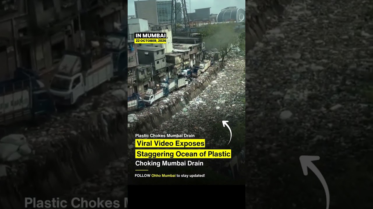 Ecological Disaster! Viral Video Exposes Staggering Ocean of Plastic Choking Mumbai Drain 🌊🚯 #shorts