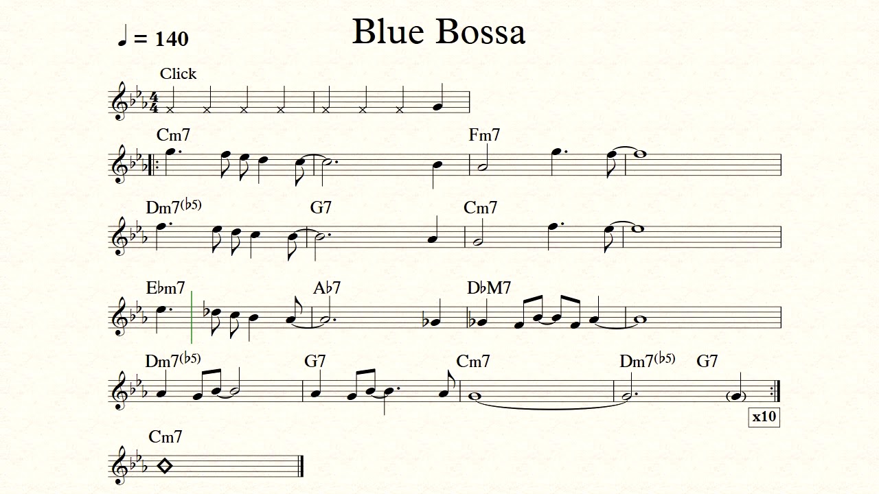 Blue Bossa Melody With Metronome BPM 140