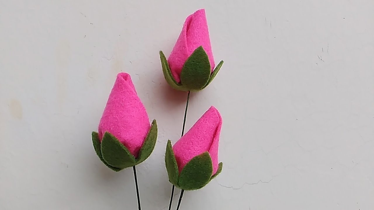 DIY Felt Flower Rose Bud | Cara membuat bunga mawar kuncup