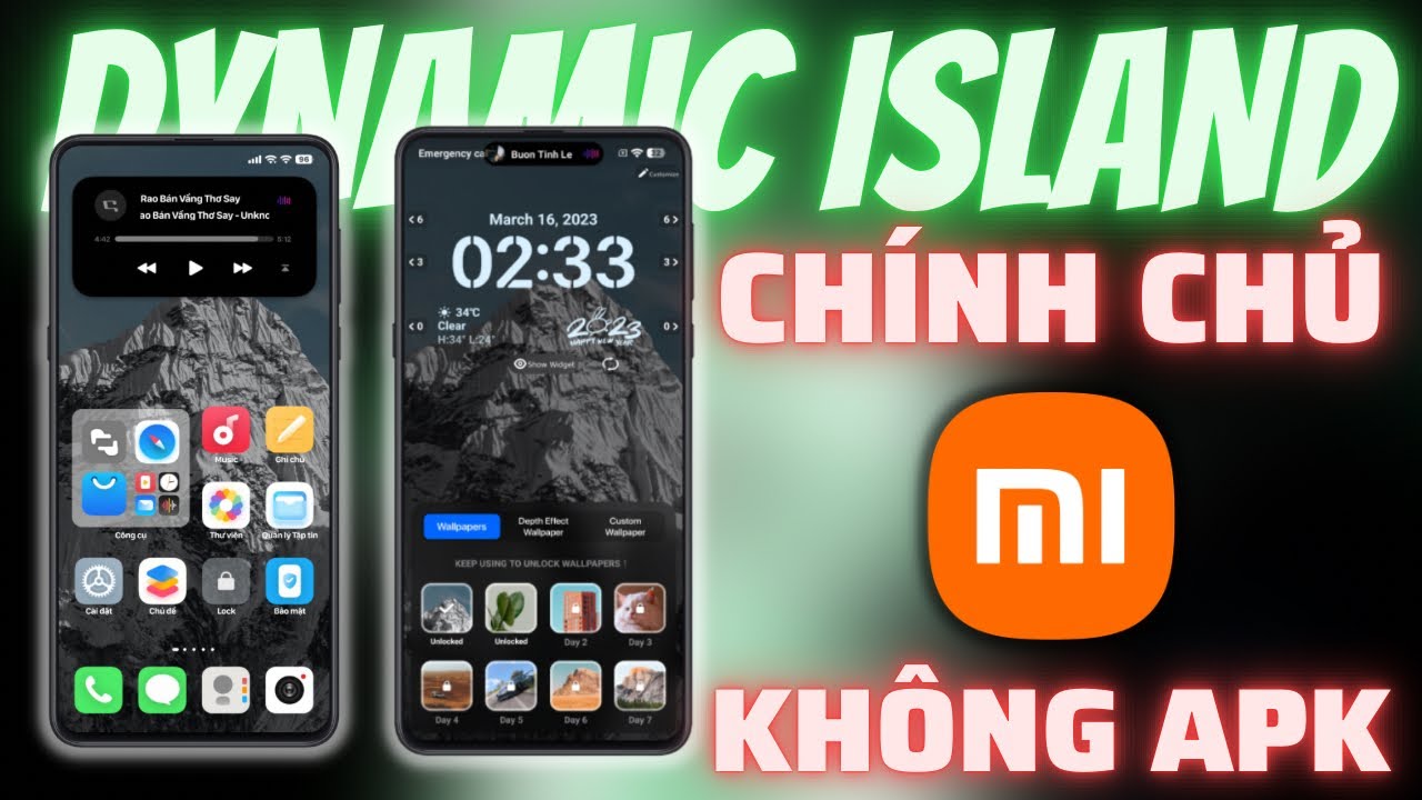 Chính Chủ Xiaomi Dynamic Island Cả Trong Và Ngoài Màn Hình Khóa | iOS Theme MIUI