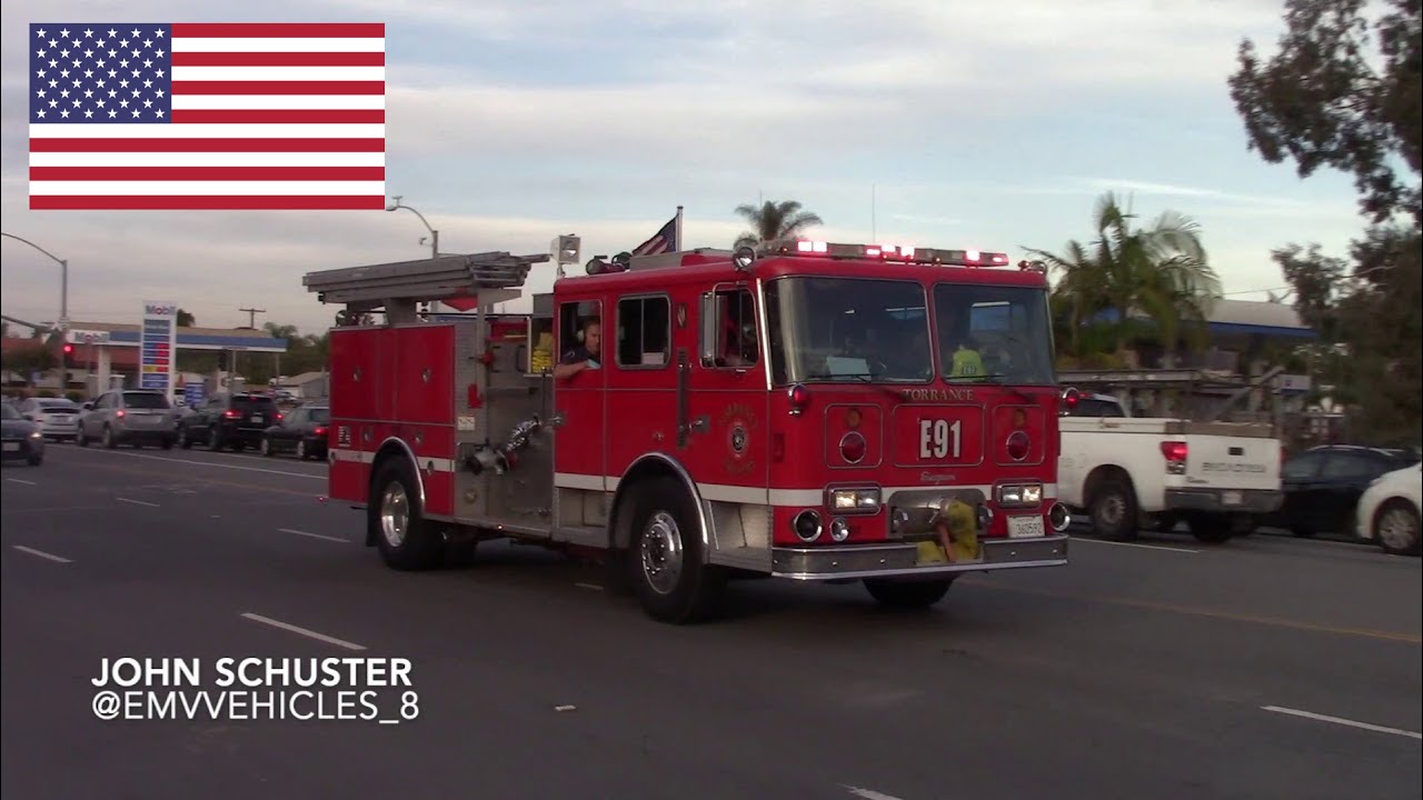 [8v92] (AIR HORN) Torrance Fire & EMS Engine 91 (Reserve) and Rescue 91