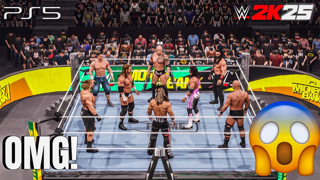 WWE 2K25 - Cena v Reigns v Lesnar v SCSA v Rock v HBK v HHH v Hart - 8 Man MITB Ladder Match | PS5