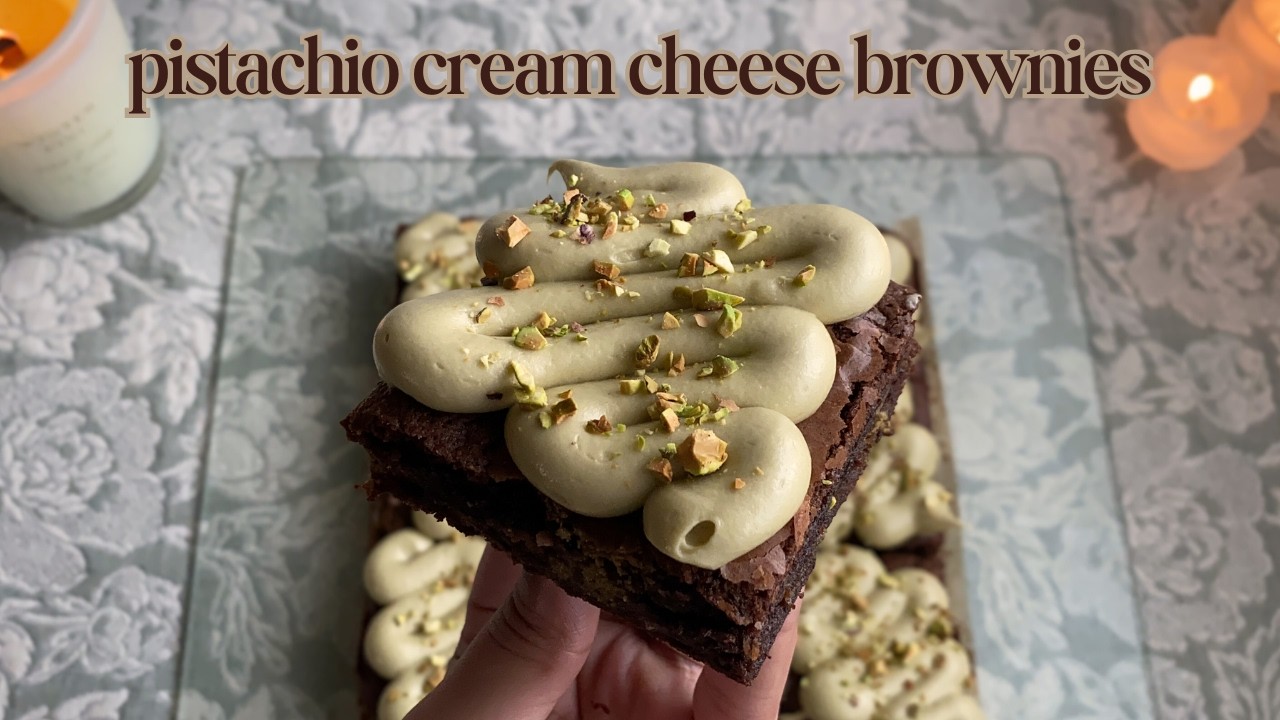 Pistachio Stuffed Cream Cheese Brownies ♡ Bake With Me