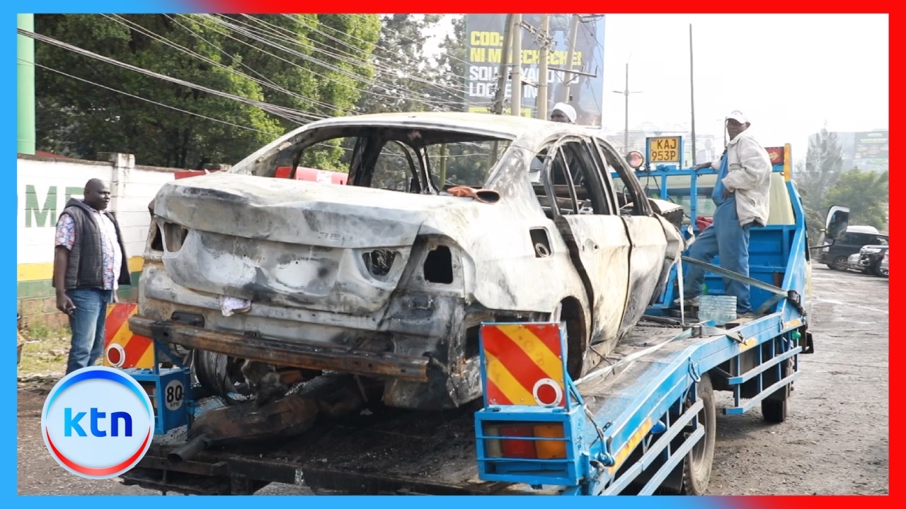 Three killed after car crashes into footbridge and bursts into flames on Mbagathi Way