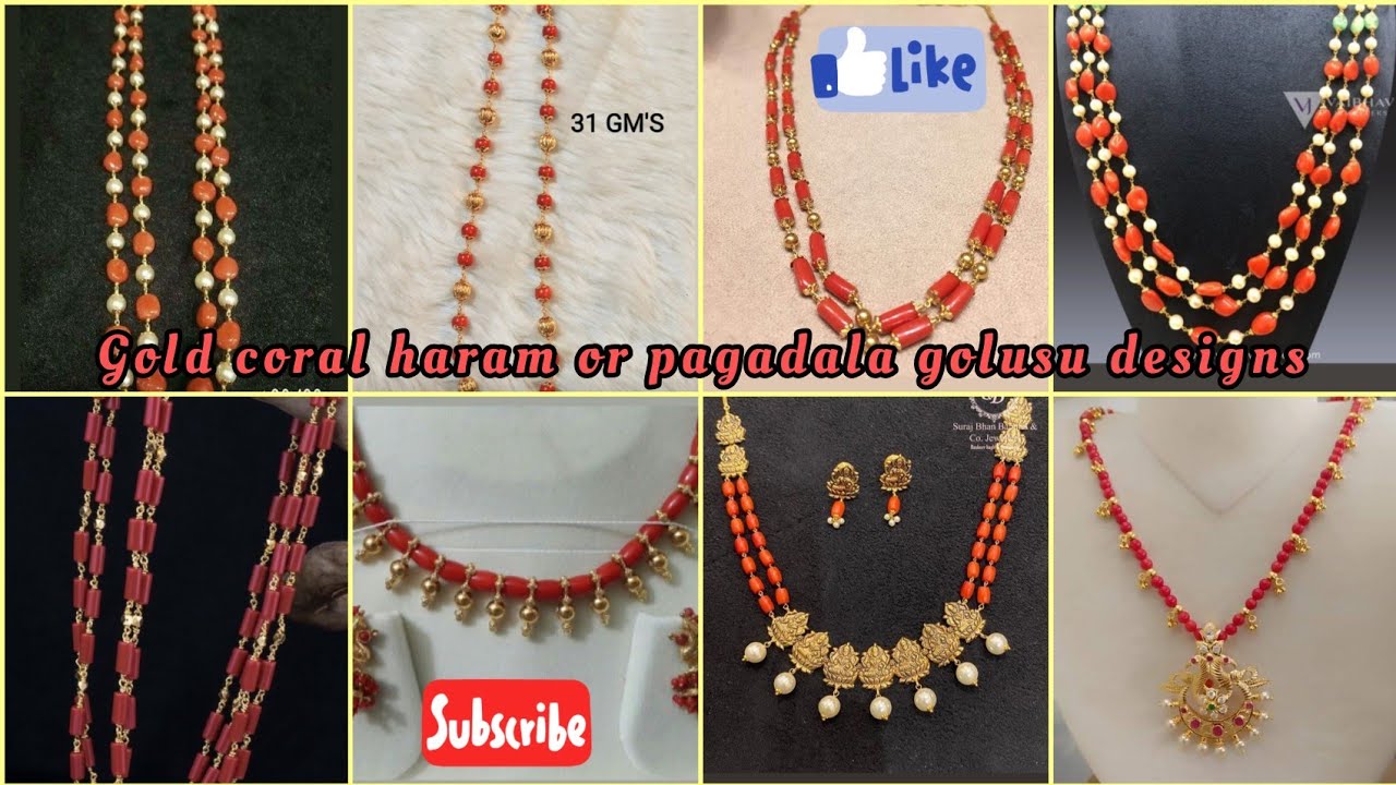 gold coral haram designs or pagadam golusu designs collections // latest 2 Lines and 3 lines corals