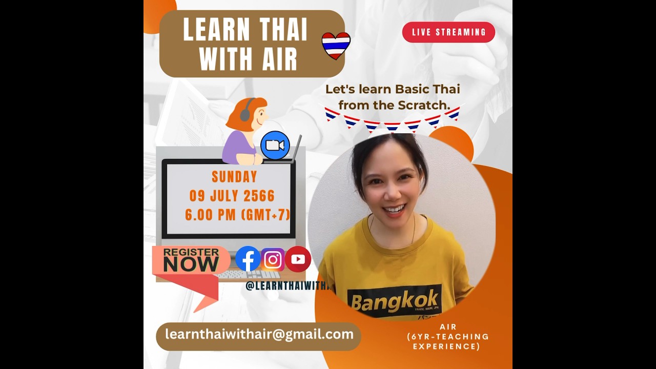 Free Thai class on Sunday 9th July, 2023 at 6 pm. Please book  asap. 