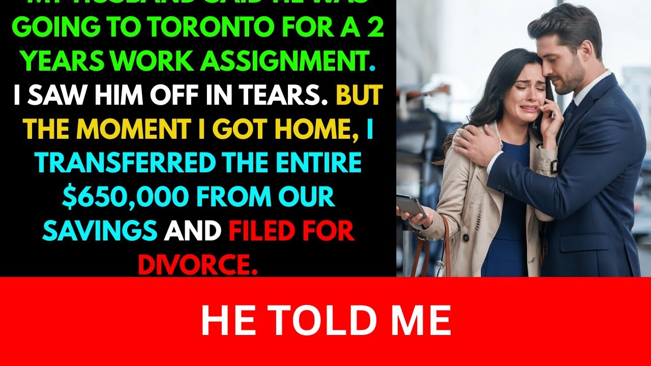 My Husband Left For A 2-Year Job. I Feigned Tears😢, Took Our $650k💰 And Promptly Filed For Divorce✍️