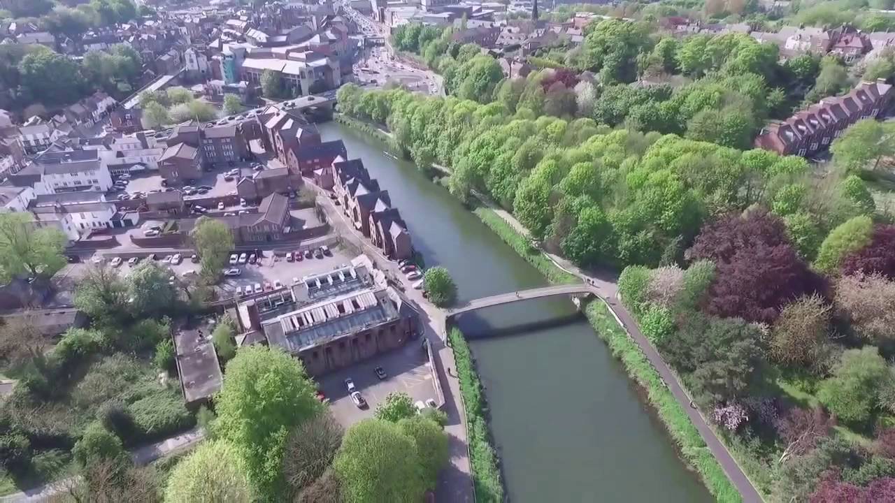 Peterlee drone view around Durham Cathedral