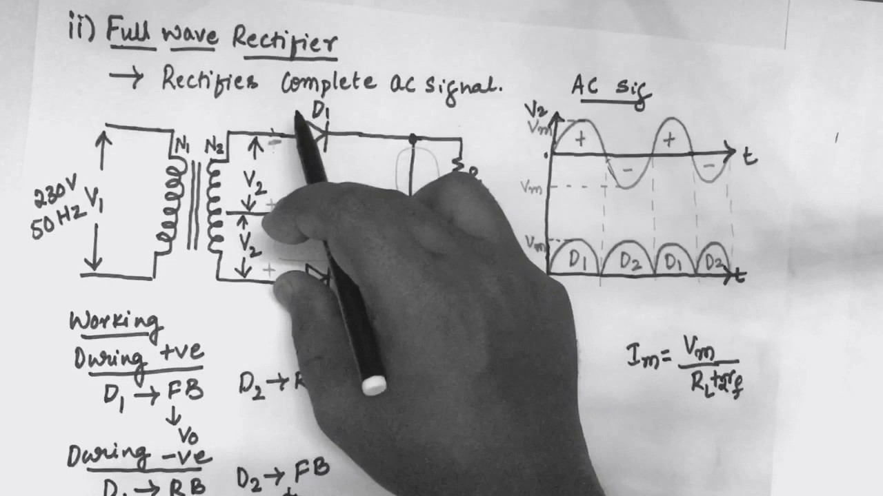 #7 working of full wave / bi phase rectifier (Center-Tapped Full-Wave Rectifier) || EC Academy