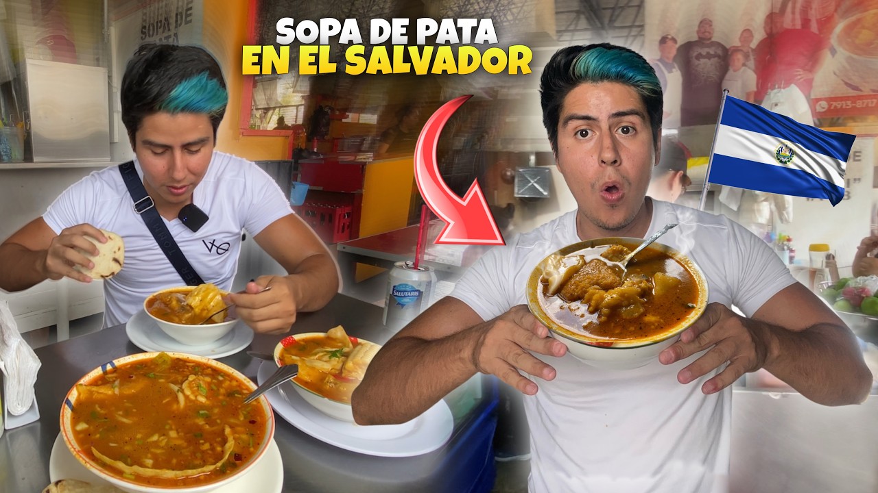 PROBANDO LA DELICIOSA SOPA DE PATA SALVADOREÑA