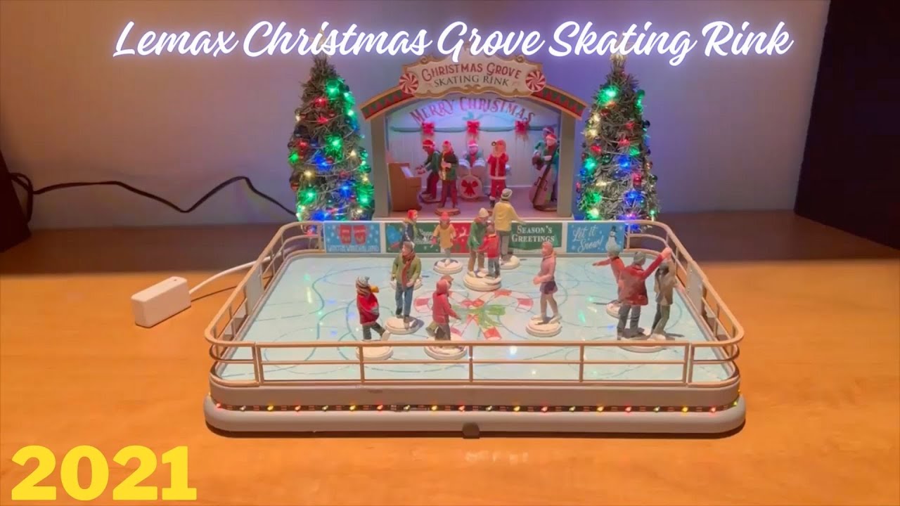 Lemax Christmas Village Christmas Grove Skating Rink NEW for 2021 and Medium Mountain Backdrop