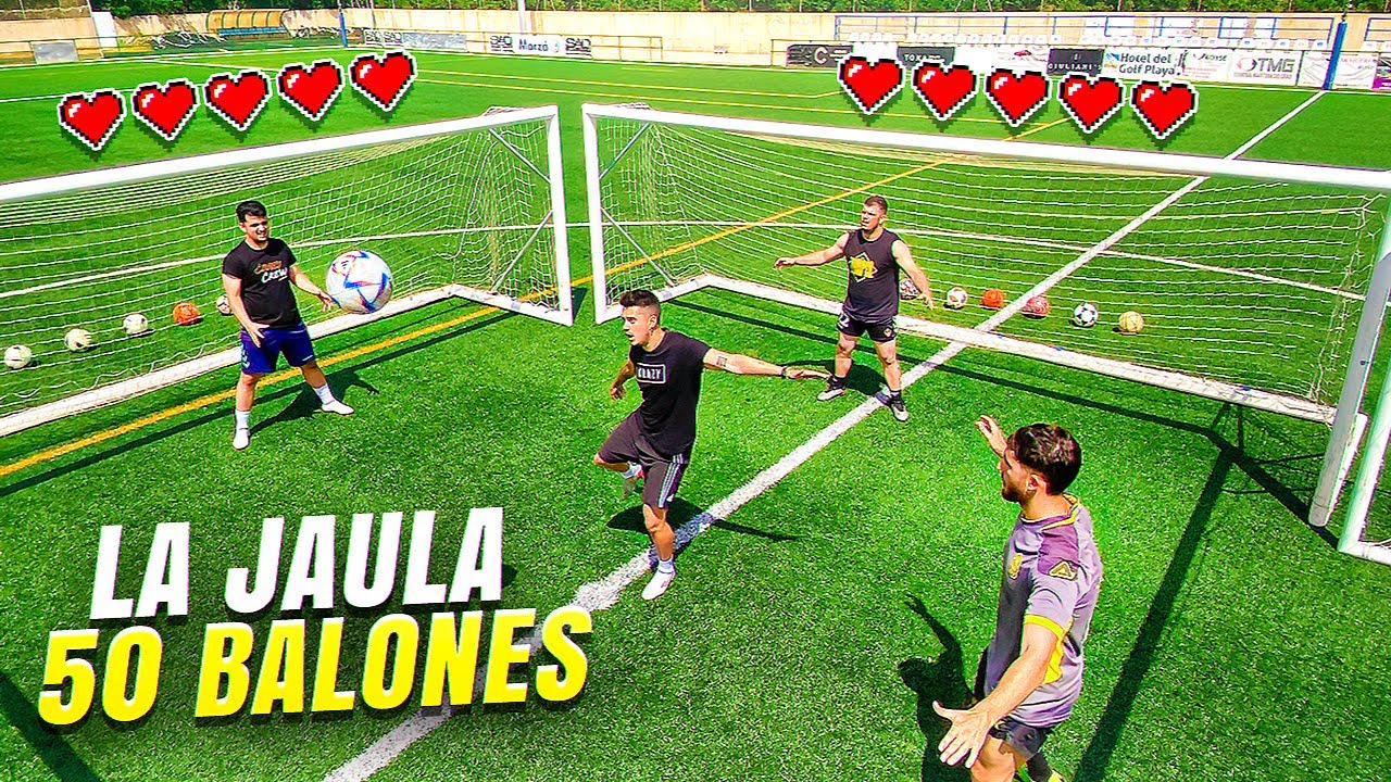 ⚽ 50 BALONES ⚽ *JAULA 4 PORTERÍAS* 😱 ¡Retos de Fútbol!