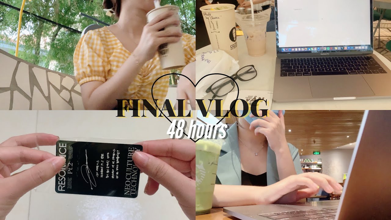 sub) College finals exams 🔖 48 hours study VLOG, caf&eacute; date in Saigon, unboxing NCT photo card 🐶