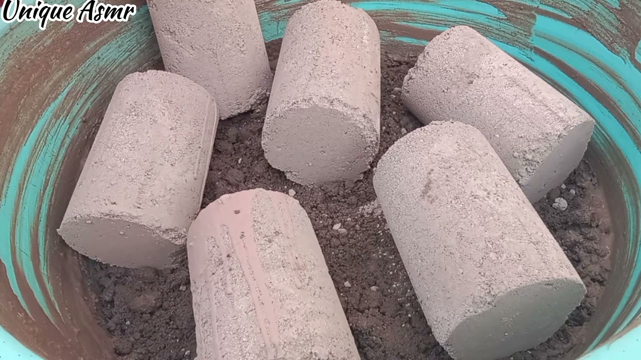super soft gritty concrete shape's dipping dry water crumbling|unique asmr