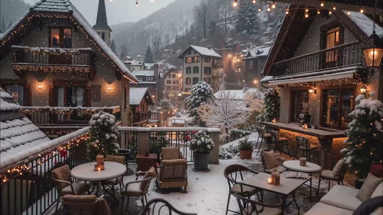 Oak & Jazz ☕ Winter Jazz Cafe Ambience in the Mountains | Relaxing Background Jazz Music for Study