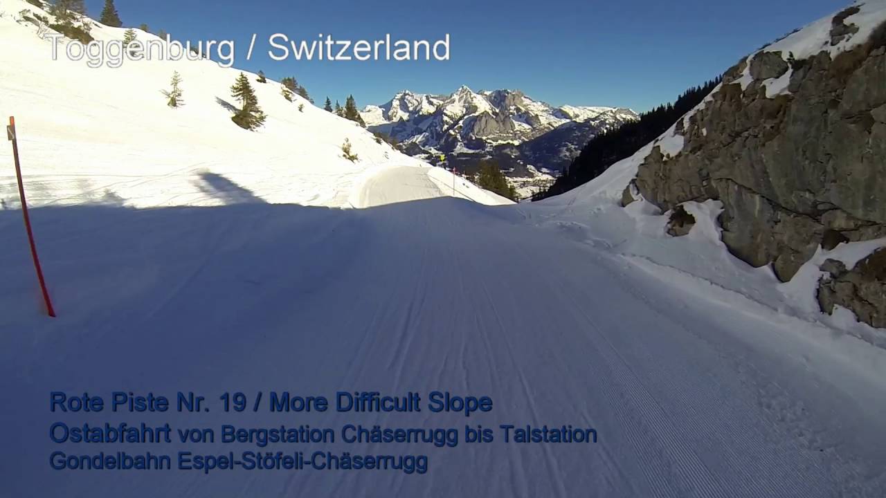 Toggenburg / Pistenvideo - Rote Piste Nr. 19 - Ostabfahrt Chäserrugg