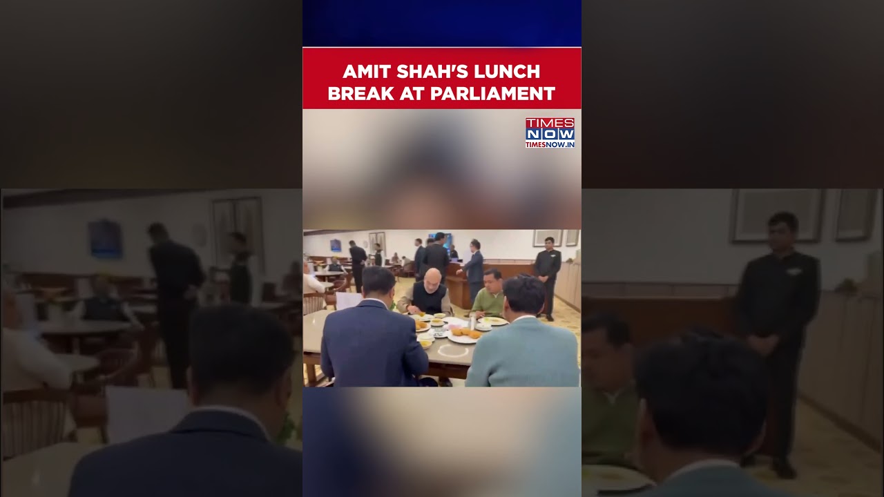 Amit Shah Shares Lunch With BJP MPs Kiren Rijiju, Anil Bulani At Parliament Canteen #Shorts