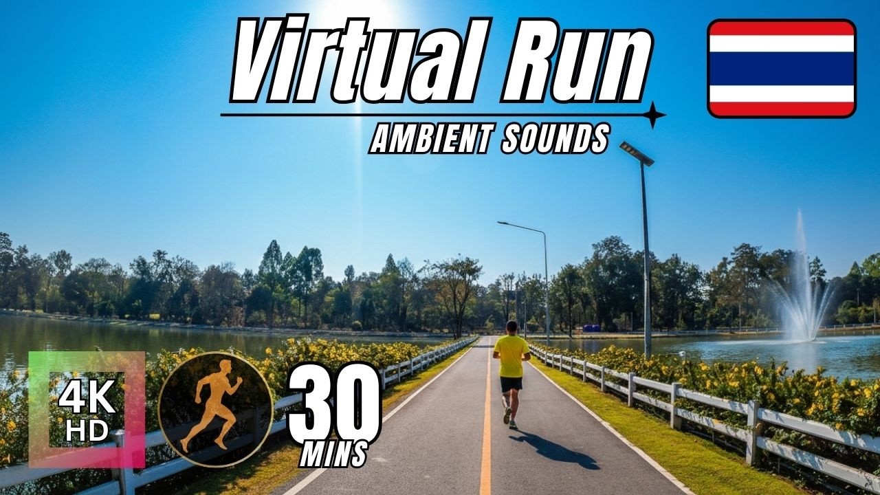 Treadmill Scenery. Virtual Run 4kHD. Chiang Mai Flower Park. Thailand.